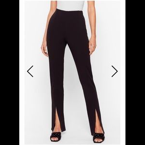 Black high waisted front slit pants